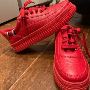 Red Leather Sneakers
